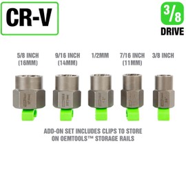 OEMTOOLS 22991 5 Piece Spiral Type Extractor Add-On Set, Universal Stripped Bolt Extractor, Bolt Extractor Socket Set, Stripped Bolt Socket Kit 5 Pack