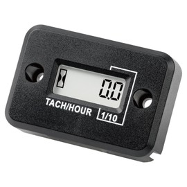 NInE-ROnG Tach Operating Hour Counter Digital LCD Inductive Tachometer RPM Measurement Waterproof Design for Gas Engine Lawn Mower Motorcycle Snowmobile Generator (2 Stroke) (Black)