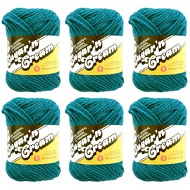 Bulk Buy: Lily Sugar'n Cream Yarn 100% Cotton Solids and Ombres (6-Pack) Medium #4 Worsted (Teal Solid)