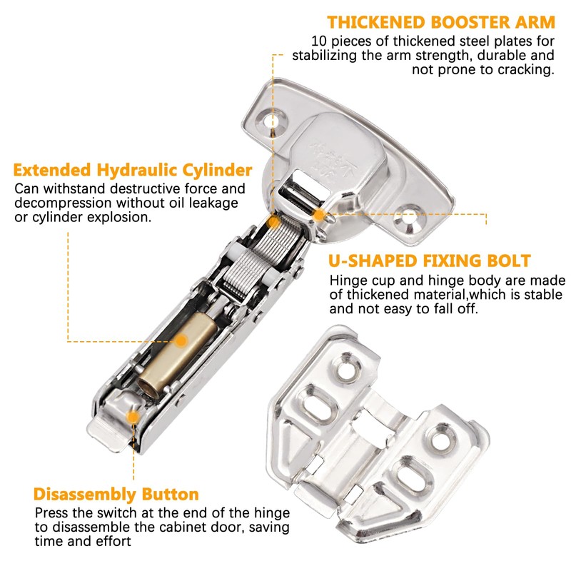 hicoosee 2 PCS Cupboard Hinges, Soft Close Cabinet Hinges with