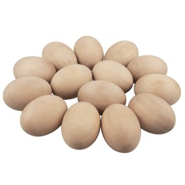 Larber Pack of 15 Large Wooden Eggs, Wooden Eggs, Easter Eggs, Easter Eggs, Wooden Eggs for Hand Painting, DIY Crafts, Carving, Kitchen, Play, Food, Children, Chickens (Natural Wood)