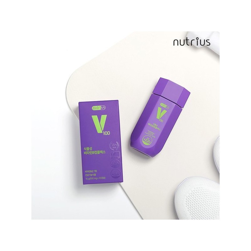 (뉴트리어스)국내최초 100% 식물성 비타민B컴플렉스 30캡슐 (Nutrius) Korea's First 100% Plant-Based