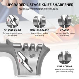 4 in 1 Knife Sharpener 4 Stage Dolphin Shaped Design Knife Accessories Manual Smart Sharp Knife Sharpener for Sharpening Kitchen Knives