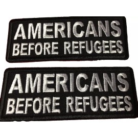 Morale Patch AMERICANS BEFORE REFUGEES fun gift embroidered black/white #574