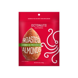 Octonuts Herbes de Provence Roasted Almonds (6oz) Plant Based Protein Snack with Fiber – Keto Friendly, Gluten-Free, Vegan & Non-GMO Verified
