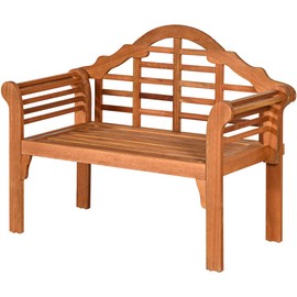 Tangkula Folding Outdoor Eucalyptus Wood Bench, 49” Large Foldable Solid Wood Garden Park Bench, 2-Person Loveseat Chair for Entryway, Deck, Porch, Poolside & Balcony