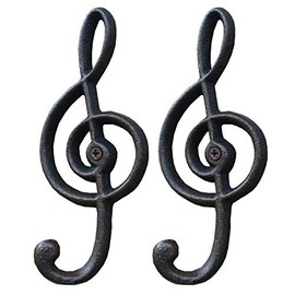Xinally 2 Pieces Vintage Cast Iron Fret Hooks, American Country Black Wall Hooks Clothes Hat Decorative Single Hooks for Hanging Coats Purses Towels Hats Wall Decoration
