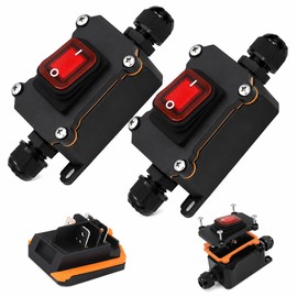 2-Pack Waterproof Inline Cord Switch DPST 30A 125V-250V Rocker