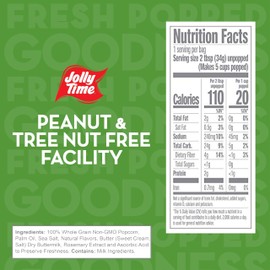 Jolly Time Healthy Pop Microwave Popcorn, 1.2oz Personal Bag, 10 Bags Per Carton (Healthy Pop 100's - Butter & Sea Salt,1.2 Ounce (Pack of 60))