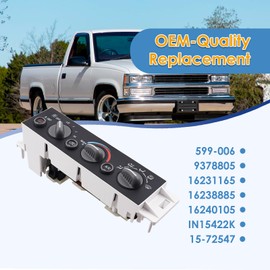 599-006 Heater A/C Control Switch,with Rear Window Defogger Switch,Front Climate Control Module Compatible with 1996-2000 Chevy Suburban Tahoe GMC Yukon, OE # 9378805 15-72547 599-006