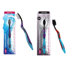 Top Med ETS Smokers Toothbrush Extra Hard + Charcoal Toothbrush Extra Hard (Color May Vary) 2 Count