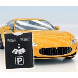 pubblimania Parking Disc Maxi Parking Space Arrival Time Made of Soft Faux Leather Soft Touch cm 10 x 13 cm (Black)