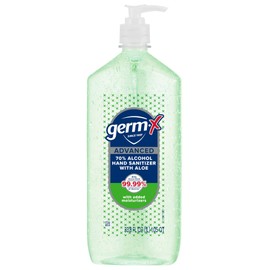 Germ-X Advanced Hand Sanitizer with Aloe and Vitamin E, Non-Drying Moisturizing Gel, Instant and No Rinse Formula, Pump Bottle, Back to School Supplies, 1 Liter