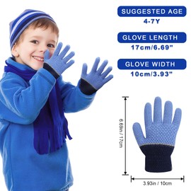 TAGVO Warm Knitted Gloves for Toddlers, Boys and Girls, Windproof Thermal Children's Gloves, Elastic Knitted Gloves, 3 Pairs for Age 3 - 5 Years, Multicoloured1