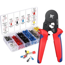 Crimping Pliers Set Ferrule Crimping Tool, 0.25 - 10 mm² Adjustable, Ratchet Type, Square Ferrule Terminal Set for Ferrules, Crimping Tool with 1200 PCS Ferrule Terminals, For Wiring, Electrical Work