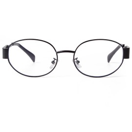 Laurinny Retro Oval Blue Light Filter Glasses Women's Blue Filter Glasses Men Without Prescription Blue Light Blocking Glasses Metal Frame Gaming Glasses, Black/Clear