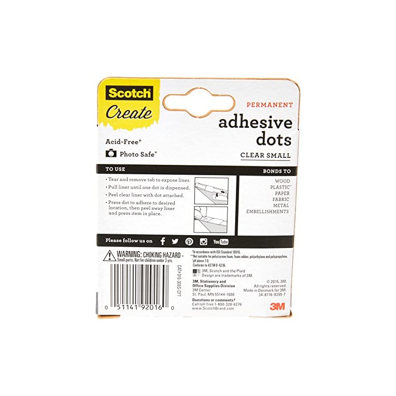 Scotch Adhesive Dots, Small, 300/Pack – Mess-Free, Permanent, Photo-Safe, and