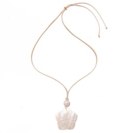 Eksesriy Flower Pendant Necklace for Women Trendy Pearl Choker Necklace for Dresses Plum Blossom