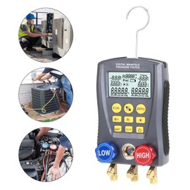Pressure Gauge Refrigeration Digital Vacuum Pressure Manifold Tester Meter Heating Ventilation and Air Conditioning Temperature Tester Valves Tool Kit ALKOY