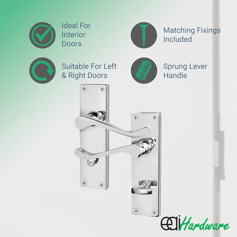 EAI Polished Chrome Victorian Scroll Bathroom Door Handles | 1