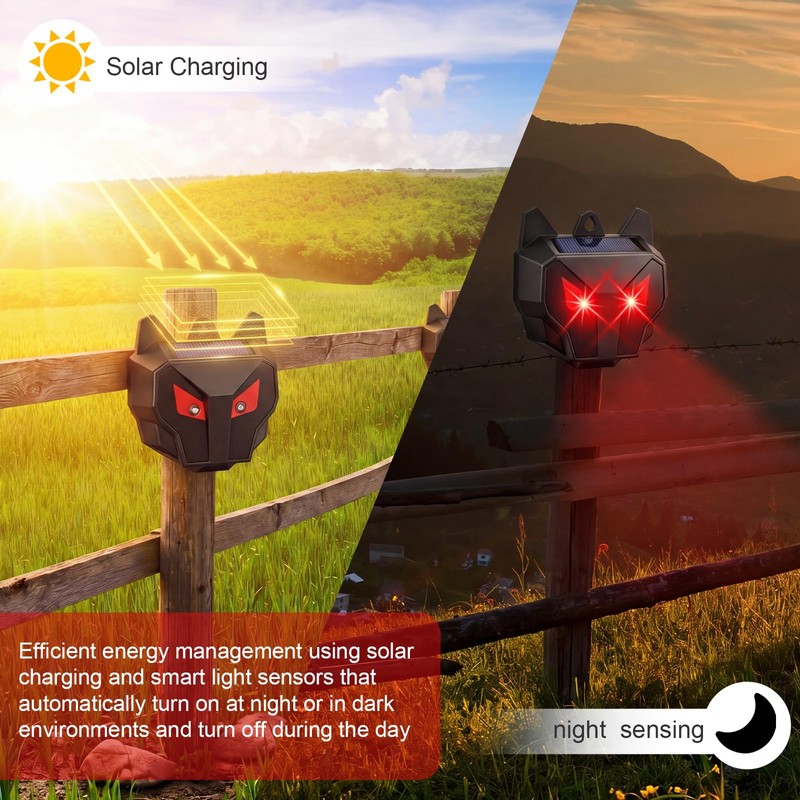 Mysora 12 Pcs Solar Predator Light Nocturnal Animal Repeller Outdoor