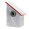 Melrose Flocked Wood Birdhouse with Wreath Accent Christmas Decorations -