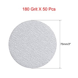 uxcell 50 Pcs 3-Inch Aluminum Oxide White Dry Hook and Loop Sanding Discs Flocking Sandpaper 180 Grits