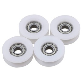 4 pieces 6 x 27 x 9 mm flat plastic coated sealed bearing steel 696ZZ deep U-groove guide roller rails ball rolling bearing wheel white