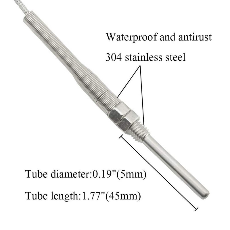 BGTXINGI 2pcs PT100 2-Wire Thermocouple Stainless Steel Temperature Sensor Probe