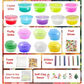 Slime Advent Calendar 2025 Children for Girls Boys 24 Days Countdown Calendar Fluffy Crystal Slime Toy Calendar Christmas Calendar Christmas Surprises Gift