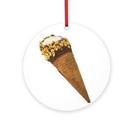 CafePress Nutty Buddy Cone Round 4" MDF Holiday Ornament