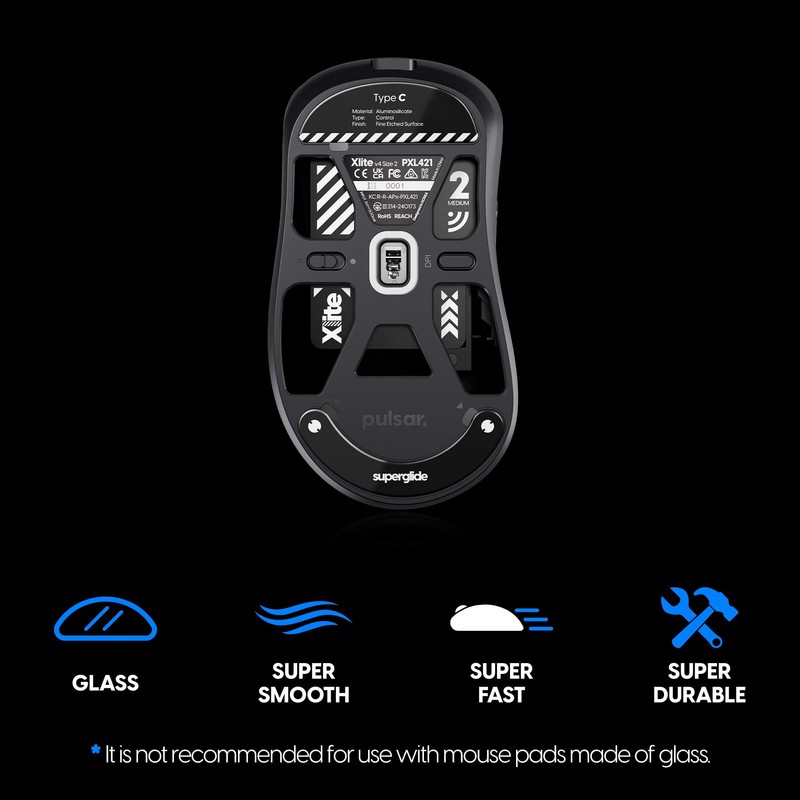 Superglide Glass Mouse Skates - Consistent Controllable Glide, Polished Round