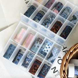 Pure Aesthetic Nail Art Stickers – Transfer Foil Decals & Press-On Nail Decor – DIY Manicure Accessories for Women & Girls – Soft Glam Wearable Nail Wraps(10, Denim & Prints Fusion Set)