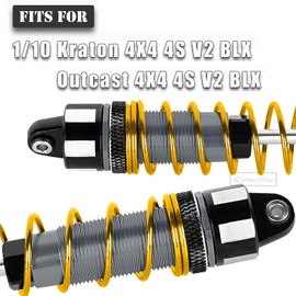 RCarmubWow RC Aluminium Shock Absorber Upgrades Part for 1/10 Kraton 4x4 4S V2 BLX,Outcast 4x4 4S V2 BLX,Front Rear Big Bore Shocks Absorber Damper Hops Up,4pcs,Titanium