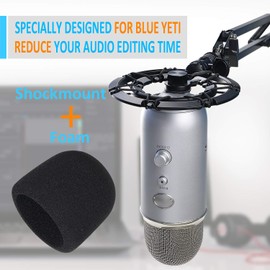 Blue Yeti and Yeti Pro Microphone Spider with Pop Protection, Alloy Microphone Spider Reduces Vibration and Improves Recording Quality of YOUSHARES