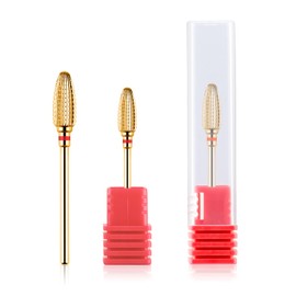 BNG 5-in-1 Carbide Cutter Bit for Gel Nails, Carbide Nail Cutter for Acrylic Nails, Professional 3/32 Inch Electric Nail Drill, Tungsten Steel Bits Manicure Pedicure Salon Tool (Fine, Gold)