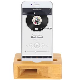 Topiky Phone Speaker Amplifier, Bamboo Wood Phone Sound Speaker Amplifier Phone Holder Desk Dock