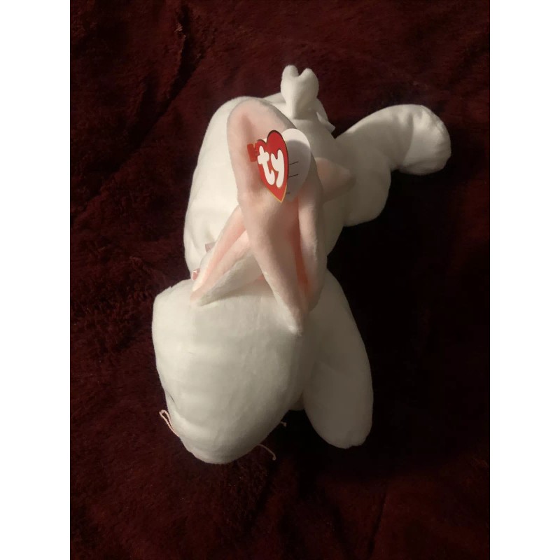 TY Pillow Pals 14" Clover White Bunny Rabbit 1997 Plush!