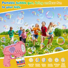 Panamalar Bubble Gun Bubble Machine for Kids Toddlers, Bubble Machine Guns 10000+ Bubbles per Minute with Lights/Bubble Solution, Portable Bubble Blower Maker Toys for Outdoor Garden Party Wedding