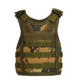 UpAuto Mini Beer Vest Military Bottle Beverage Cooler Holder MOLLE Vest for 12oz or 16oz Cool Bottle Decoration (Green Camouflage)