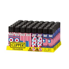 Clipper Lighter 48 Ct – National Stars - Safe Butane Clipper Lighter - Refillable Lighters in Assorted Colors - Reusable Candle - Soft Flame Lighter - Cute Lighter Pack of – 48