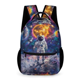GNEW Space Astronaut Backpack for Boys Space Planet Rocket Solar System Galaxy Starry Stars Backpack, Kids Space Backpack for Boys Girls, Elementary Middle High School Bags Travel Backpack,16.5 Inch