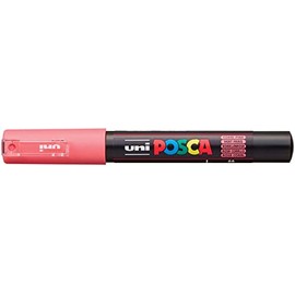 uni-ball 186727 - POSCA Marker with Extra Fine Bullet Tip, 0.7 mm Line Width, Coral Pink, Pink