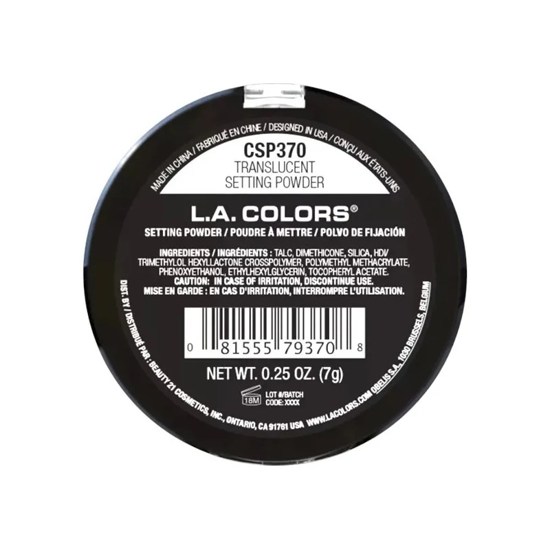 Polvo Traslúcido L.a Colors Control De Brillo Acabado Mate