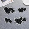 Yurosiay Rhinestone Heart Iron-On Patches, Pack of 6, Large Black