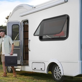 RV Exit Window 30" W x 20" H, Ultra Thick Tempered Glass Aluminum Alloy RV Window Replacement Push Out Window with Screen Window, for Motorhomes, Caravans, Campers, Trailers (30" W x 20" H)