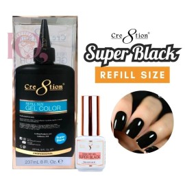 Cre8tion Gel Color SUPER BLACK DUO 0.5 fl.oz + REFILL 8 fl.oz BUNDLE SALE
