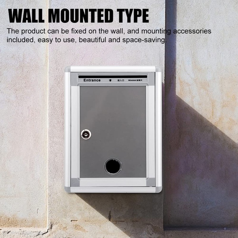 Wall Mount Mailbox, Lockable Secure Post Box, Letter Box for