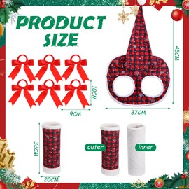 Geyoga 11 Pcs Christmas Horse Accessory Includes Santa Horse Hat with Fleece Trim 4 Pcs Horse Leg Wraps with 6 Pcs Ribbon Bow Horse Hair Ties for Horse Decoration for Holiday Christmas Horse Costume