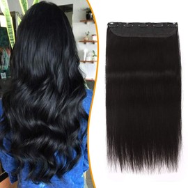 Clip-In Real Hair Extensions, Straight, Thick Hair Extensions, 1 Piece, 5 Clips, Soft Natural Hair Extensions, 7A Remy Hair, 30 cm - 70 g, 01# Raven Black